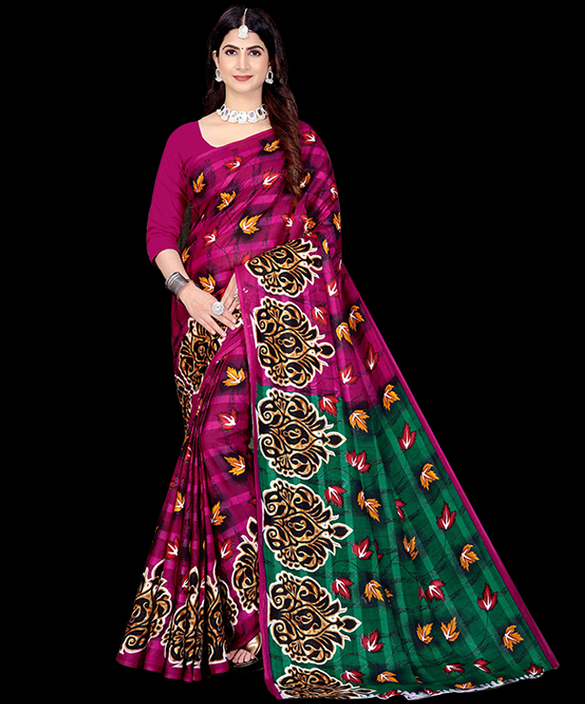 Honeymoon Green and Pink Malai Cotton saree